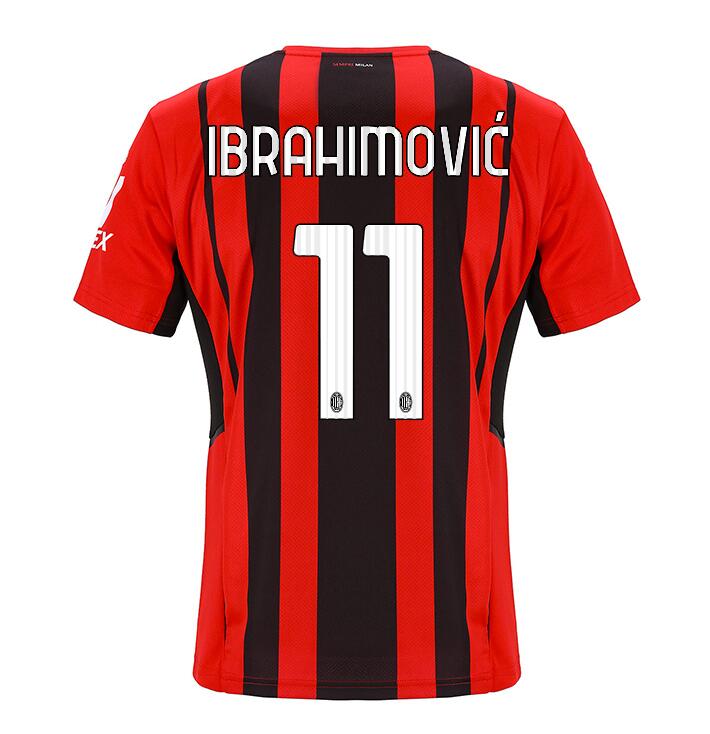 2021/22 AC Milan Home Kit Soccer Jersey with IBRAHIMOVIĆ 11 printing